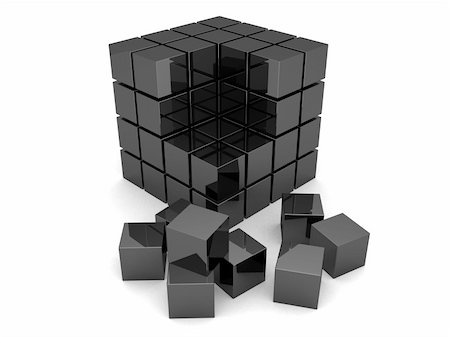 simsearch:400-05146960,k - 3d rendered illustration of many little black cubes Foto de stock - Super Valor sin royalties y Suscripción, Código: 400-03967200