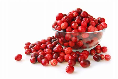 Fresh red cranberries in a glass bowl on white background Stock Photo - Budget Royalty-Free & Subscription, Code: 400-03967270