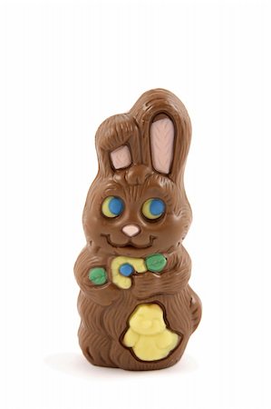simsearch:700-01173328,k - Cute chocolate Easter Bunny isolated on white. Stock Photo - Budget Royalty-Free & Subscription, Code: 400-03967365