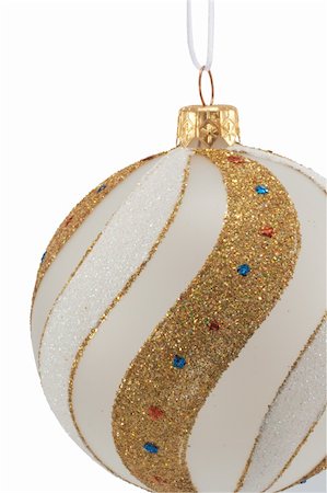 simsearch:700-02461235,k - Part of festive Christmas hanging ball isolated on white Fotografie stock - Microstock e Abbonamento, Codice: 400-03967477