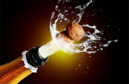 popping champagne cork - Close up of champagne cork popping Stock Photo - Budget Royalty-Free & Subscription, Code: 400-03967502