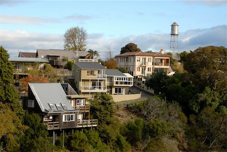 Houses & water tower along the ridge of Bluff Hill, Napier, New Zealand Stock Photo - Budget Royalty-Free & Subscription, Code: 400-03967652