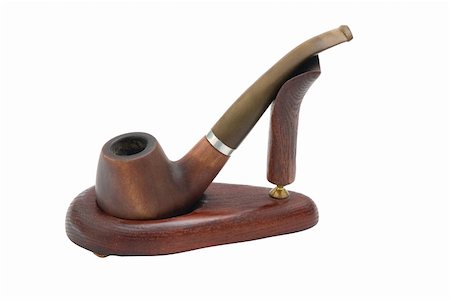 simsearch:400-03920699,k - old brown cherry pipe stay on the support isolated over white Photographie de stock - Aubaine LD & Abonnement, Code: 400-03967685