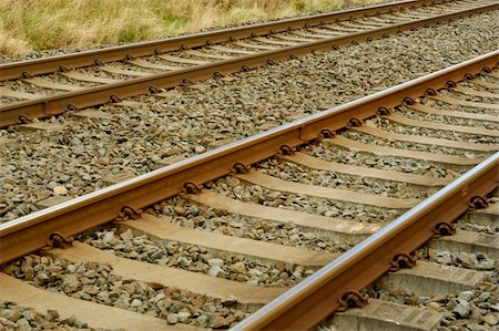 simsearch:400-03977018,k - pair of endless train tracks leading nowhere Stock Photo - Budget Royalty-Free & Subscription, Code: 400-03967707