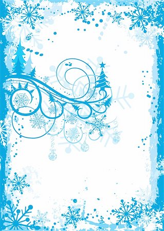 Christmas grunge floral frame, vector illustration Stock Photo - Budget Royalty-Free & Subscription, Code: 400-03967812