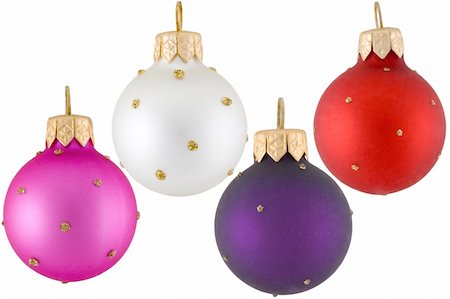 Variegated Christmas balls over white background and isolated Stock Photo - Budget Royalty-Free & Subscription, Code: 400-03967924