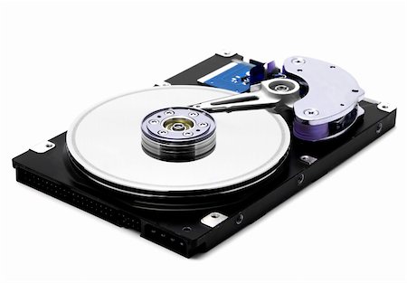 Open hard disk drive isolated in white background Photographie de stock - Aubaine LD & Abonnement, Code: 400-03968288