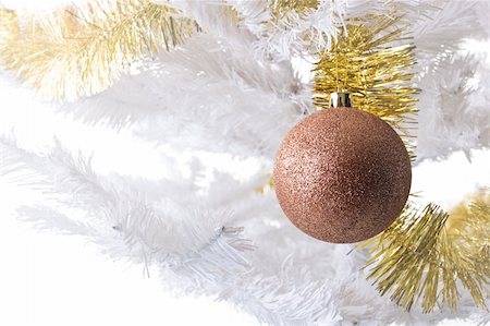 simsearch:622-06009907,k - Ornaments on a white Christmas tree. Stock Photo - Budget Royalty-Free & Subscription, Code: 400-03968357