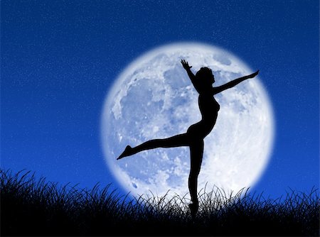 simsearch:400-06072872,k - Woman dancing in front of the moon Foto de stock - Royalty-Free Super Valor e Assinatura, Número: 400-03968561