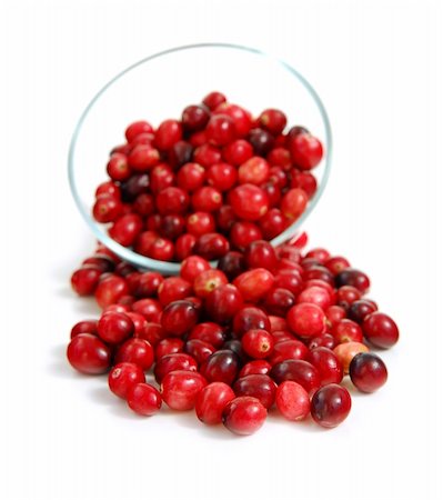 Fresh red cranberries in a glass bowl on white background Stock Photo - Budget Royalty-Free & Subscription, Code: 400-03968743