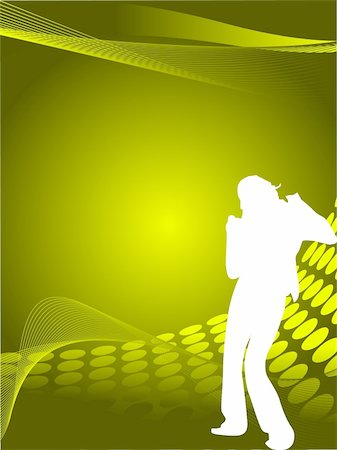 Silhouette female dancer posing on green yellow waves, wallpaper Stock Photo - Budget Royalty-Free & Subscription, Code: 400-03968944