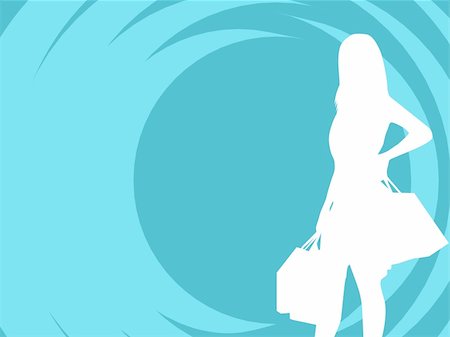 simsearch:400-04393054,k - Silhouette shopping girl on sky blue background, vector illustration Foto de stock - Super Valor sin royalties y Suscripción, Código: 400-03968950