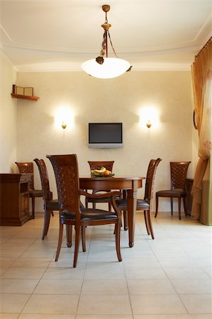 elegant tv room - Table with fruit in a beautiful room Foto de stock - Super Valor sin royalties y Suscripción, Código: 400-03968977