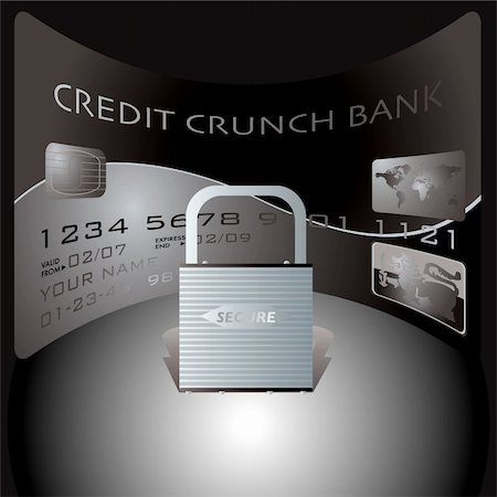 credit card and padlock showing the financial dangers of spending Stock Photo - Budget Royalty-Free & Subscription, Code: 400-03969613