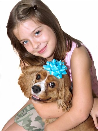 simsearch:400-06758392,k - a little girl hugging her spaniel dog - isolated Photographie de stock - Aubaine LD & Abonnement, Code: 400-03969754