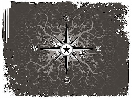 simsearch:400-04484390,k - Compass panel in grunge white frame, illustration Stock Photo - Budget Royalty-Free & Subscription, Code: 400-03969834