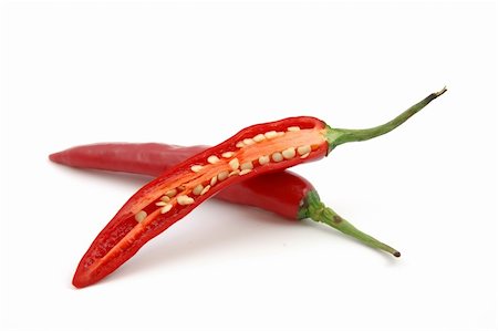 simsearch:700-00643990,k - Cutted Red hot chili peppers in isolated white background Stock Photo - Budget Royalty-Free & Subscription, Code: 400-03969872