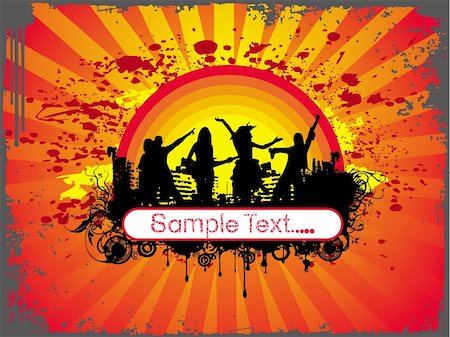 simsearch:400-03939143,k - grunge wallpaper of silhouette dancing people in sample text theme Photographie de stock - Aubaine LD & Abonnement, Code: 400-03969918