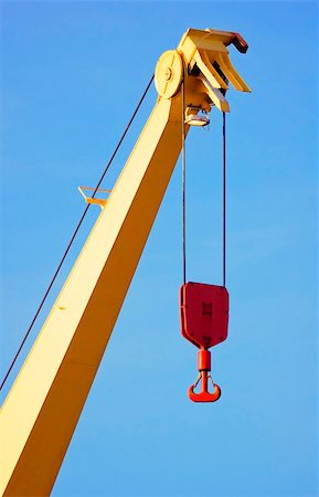 simsearch:632-06404737,k - Yellow crane with red hook Stock Photo - Budget Royalty-Free & Subscription, Code: 400-03960908