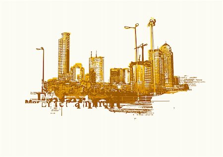 simsearch:400-03961292,k - Big City  -  Grunge styled urban background.  Vector illustration. Fotografie stock - Microstock e Abbonamento, Codice: 400-03961292