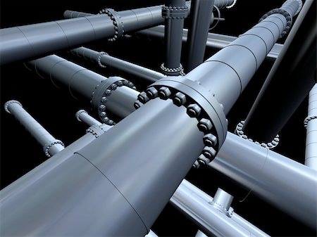 flowing oil - 3d rendered illustration of metal pipelines Stock Photo - Budget Royalty-Free & Subscription, Code: 400-03961555