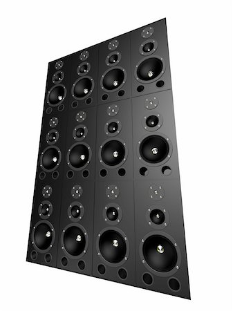 3d rendered illustration of a black speaker wall Stock Photo - Budget Royalty-Free & Subscription, Code: 400-03961644