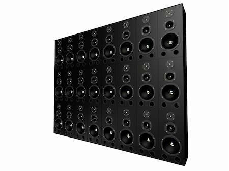 3d rendered illustration of many black speakers Stock Photo - Budget Royalty-Free & Subscription, Code: 400-03961647