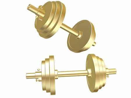 simsearch:400-04745384,k - 3d rendered illustration of two golden barbells Stock Photo - Budget Royalty-Free & Subscription, Code: 400-03961652