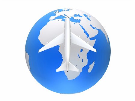 3d rendered illustration of a globe and a plane Stock Photo - Budget Royalty-Free & Subscription, Code: 400-03961821