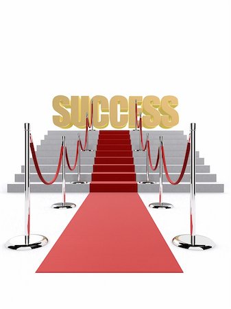 simsearch:630-06723312,k - 3d rendered illustration of a stair with a red carpet and the golden letters success Foto de stock - Super Valor sin royalties y Suscripción, Código: 400-03961849