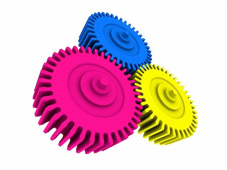 rouage - 3d rendered illustration of three colorful gears Photographie de stock - Aubaine LD & Abonnement, Code: 400-03961852