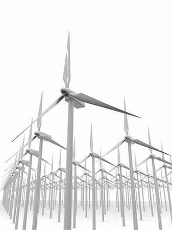 simsearch:400-08192407,k - 3d rendered black/white illustration of many wind mills Stock Photo - Budget Royalty-Free & Subscription, Code: 400-03961891