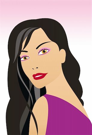 eye makeup drawings - Illustration of a pretty brunette woman Stock Photo - Budget Royalty-Free & Subscription, Code: 400-03962067