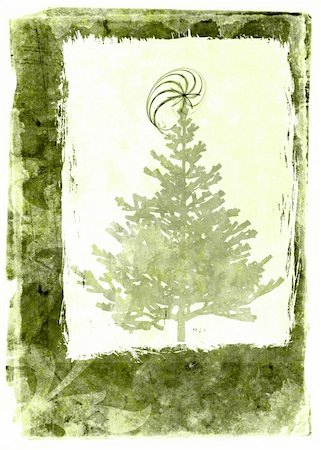 Mixed media illustration of vintage christmas tree over grunge background Stock Photo - Budget Royalty-Free & Subscription, Code: 400-03962150