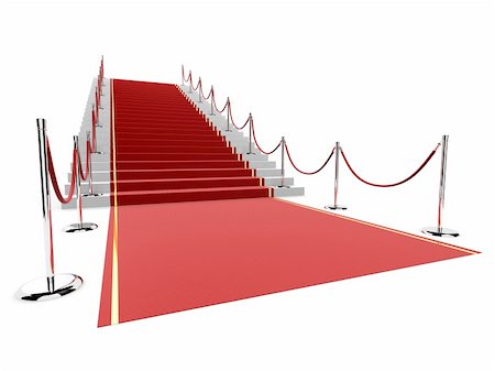 simsearch:400-08035191,k - 3d rendered illustration of a stair with a red carpet and metal barriers Foto de stock - Super Valor sin royalties y Suscripción, Código: 400-03962306