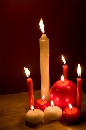 simsearch:622-06010005,k - Christmas decoration - burning candles. Copy space on right top Photographie de stock - Aubaine LD & Abonnement, Code: 400-03962424