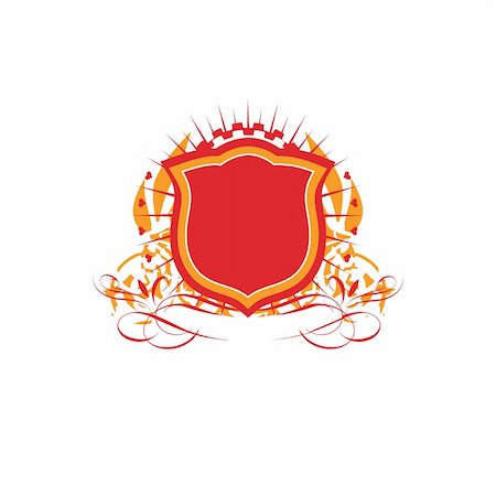 en forma de escudo - An heraldic shield or badge    ,   blank so you can add your own images. Vector illustration. Foto de stock - Super Valor sin royalties y Suscripción, Código: 400-03962795