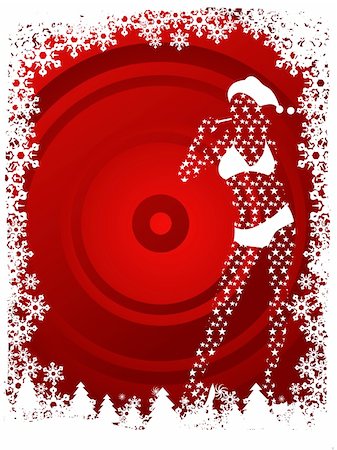 simsearch:400-05117036,k - Abstract vector illustration of Christmas girl background in red Foto de stock - Super Valor sin royalties y Suscripción, Código: 400-03963029