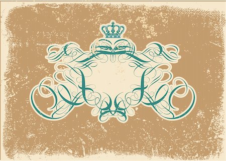 patterned fashion and background - An heraldic titling frame, blank so you can add your own images. Grunge background .  Vector illustration. Stock Photo - Budget Royalty-Free & Subscription, Code: 400-03963251