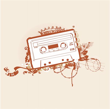 Cassette Tape Stencil . Vector illustration Stock Photo - Budget Royalty-Free & Subscription, Code: 400-03963527