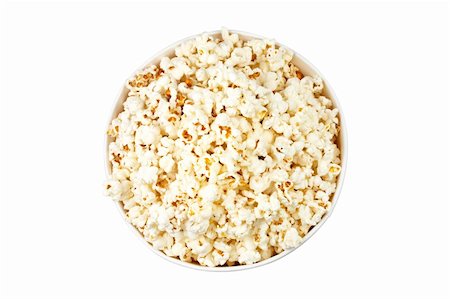 simsearch:400-04913050,k - Detail of popcorn in a bucket over a white background Photographie de stock - Aubaine LD & Abonnement, Code: 400-03963581