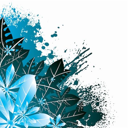 decorative flower ink drawings - leaf design in green and blue ideal as a abstract background Stock Photo - Budget Royalty-Free & Subscription, Code: 400-03963623