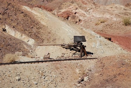 simsearch:400-03977018,k - Ore cart and mine rail line in a California ghost town Stock Photo - Budget Royalty-Free & Subscription, Code: 400-03974871