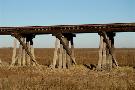 simsearch:400-03977018,k - Railroad trestle support pylons near Woodland, California Stock Photo - Budget Royalty-Free & Subscription, Code: 400-03974887