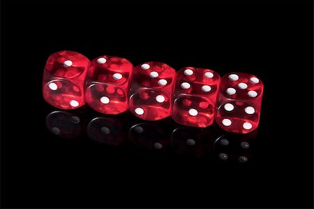 simsearch:400-07775500,k - Five red casino dice on the black background Stock Photo - Budget Royalty-Free & Subscription, Code: 400-03975925