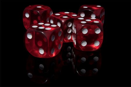 simsearch:400-06911675,k - Five red casino dice on the black background Stock Photo - Budget Royalty-Free & Subscription, Code: 400-03975926