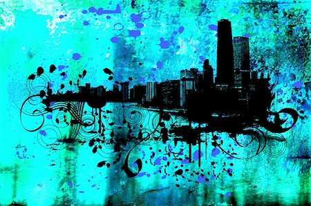 View of Chicago - grunge style Stock Photo - Budget Royalty-Free & Subscription, Code: 400-03976362