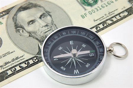 Compass on american dollar bill Stock Photo - Budget Royalty-Free & Subscription, Code: 400-03977209