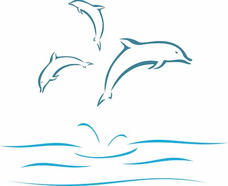 simsearch:400-04619641,k - Dolphins swimming and jumping out of the water in sea Foto de stock - Super Valor sin royalties y Suscripción, Código: 400-03978048