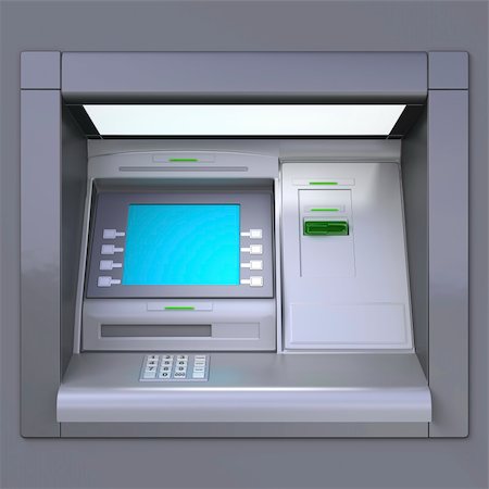 simsearch:400-07142149,k - 3D illustration of outdoor ATM machine. Image include several clipping paths for easily extraction background, screen etc. Stock Photo - Budget Royalty-Free & Subscription, Code: 400-03978247